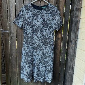 Lauren Ralph Lauren Houndstooth Plaid Floral Dress Sz 10